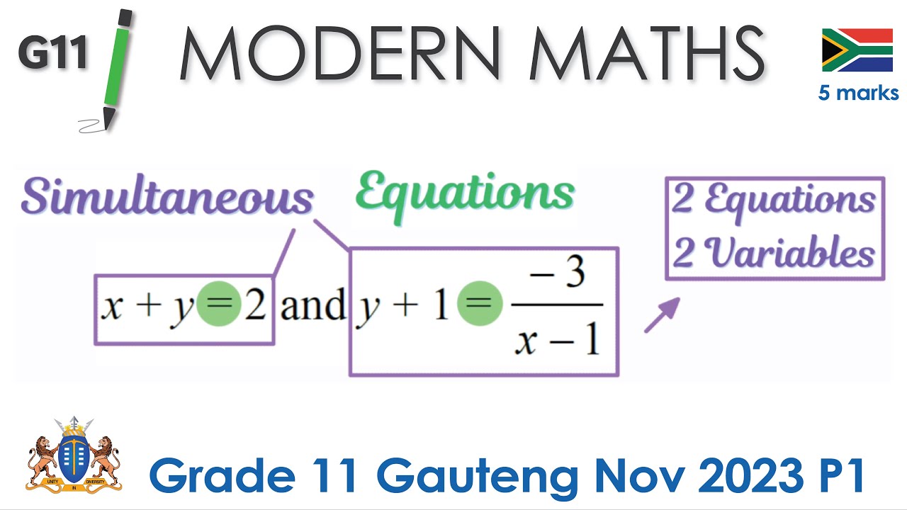 Grade 11 & 12 Simultaneous Equations 2023 Exam Question