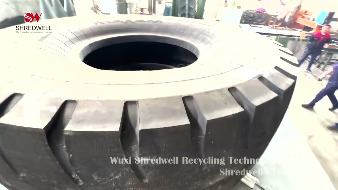 New OTR tire Cutter for Senegal | 4 M Mining Tire Recycling Machine | SHREDWELL OTR Tire Recycling