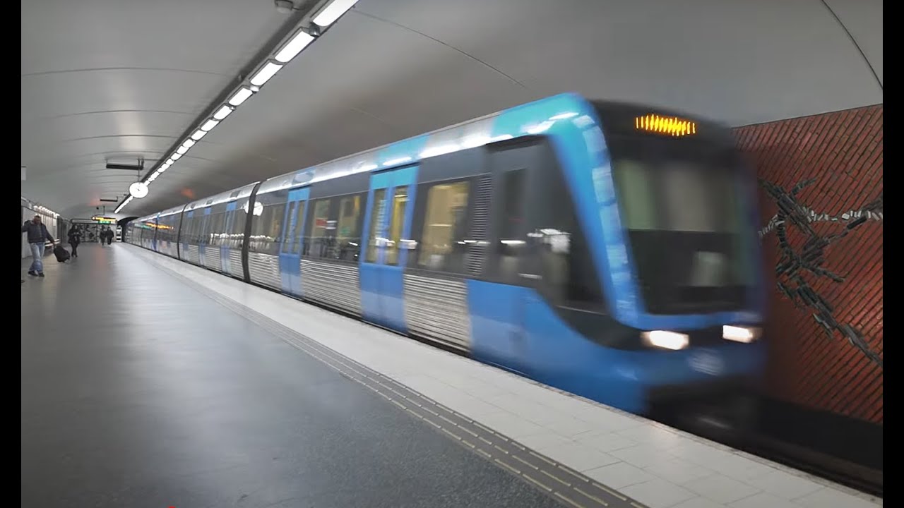 Sweden, Stockholm, subway night ride from Hornstull to Masmo