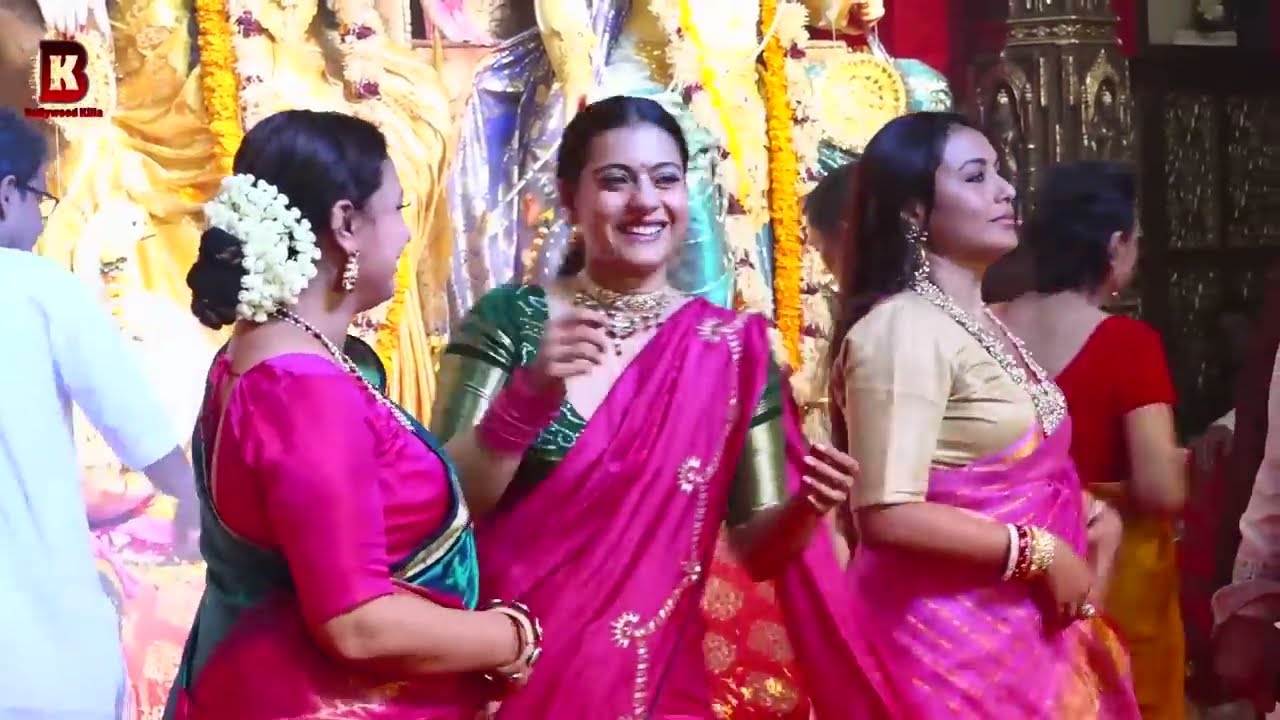 Kajol Gets FIGHT With Rani Mukherji's Cameraman At Maa Durga Pandal 2021 With Ajay devgn & His Son