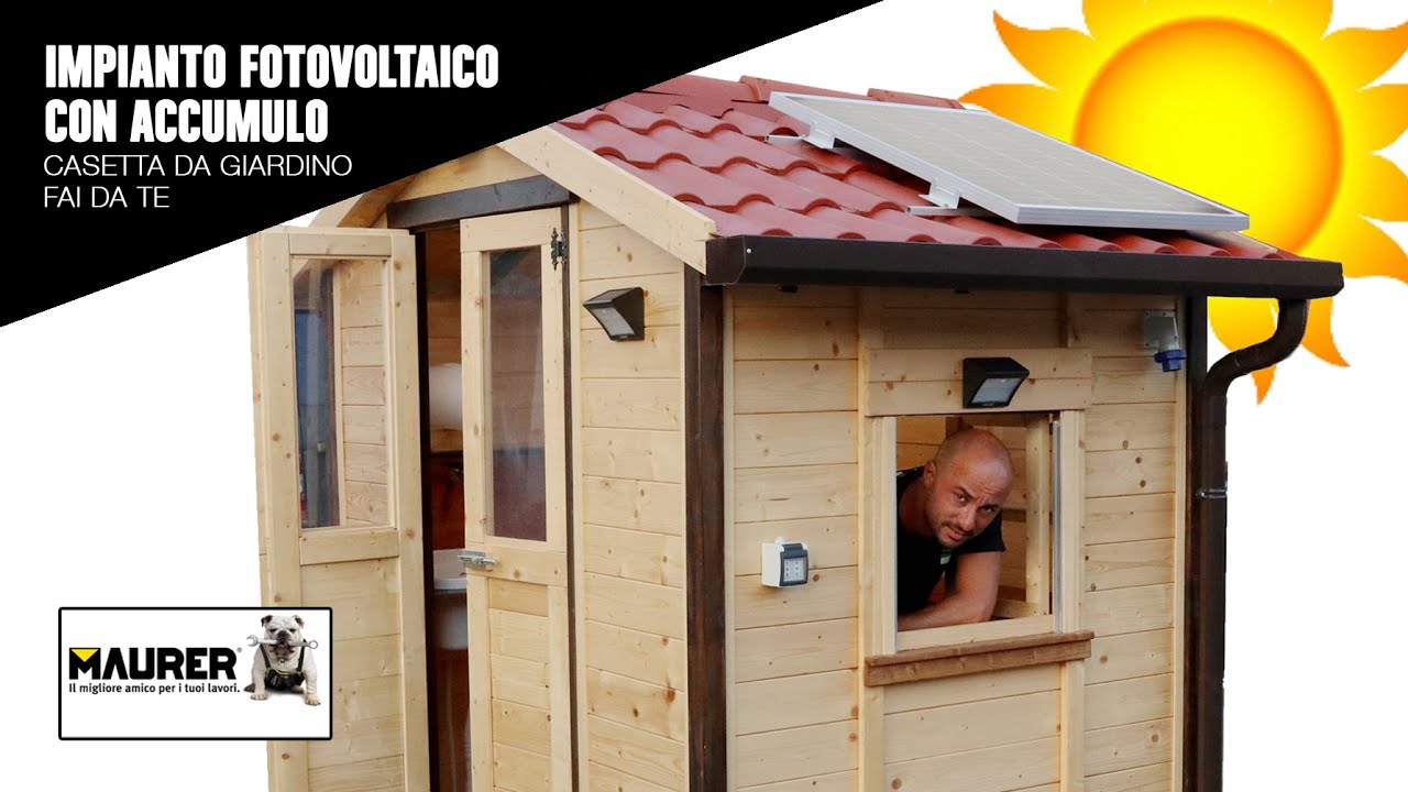 Un impianto fotovoltaico con accumulo in una casetta da giardino