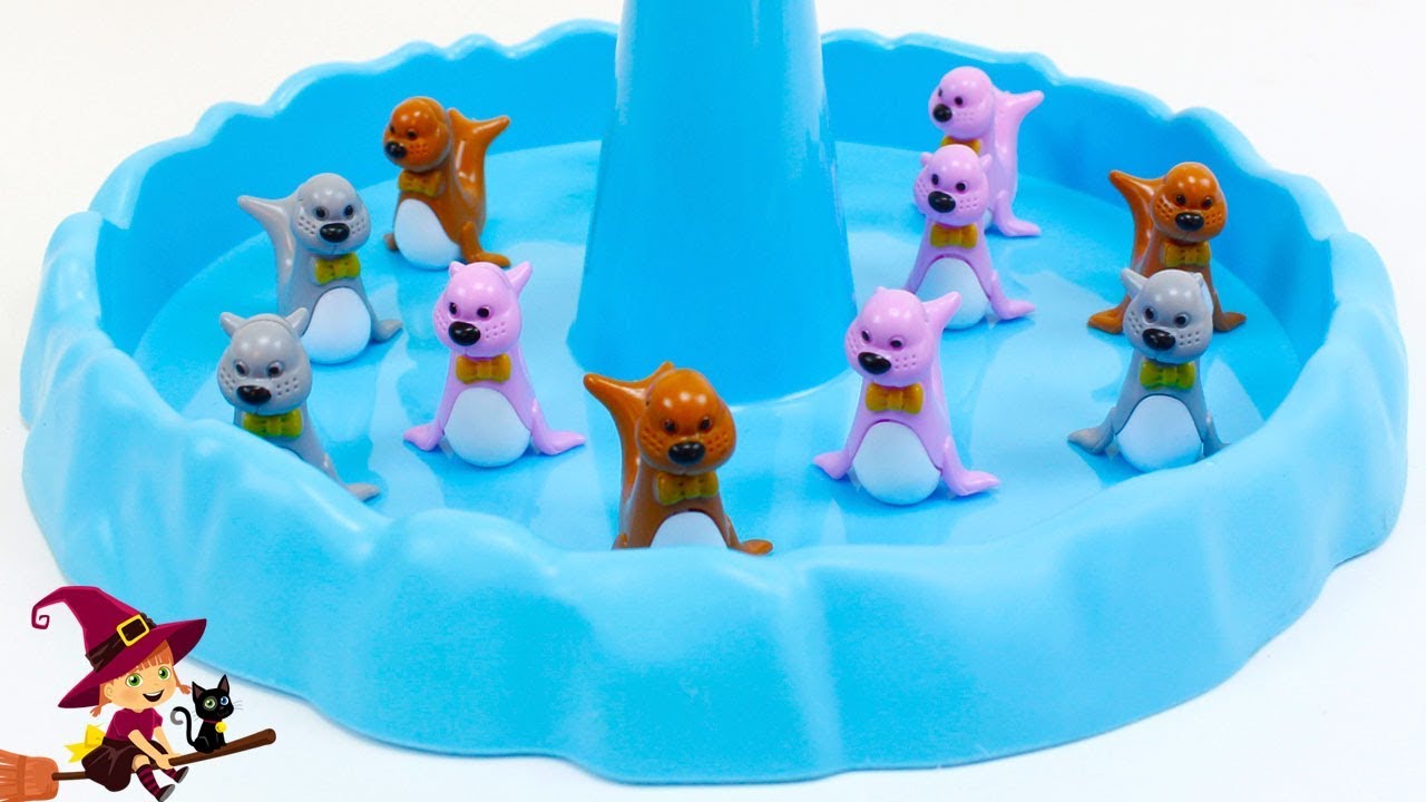 Juego de Mesa de Adorables Foquitas que se Balancean sobre un Iceberg