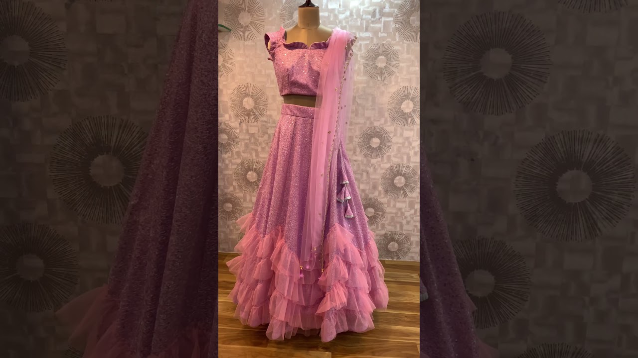 Levander and pink wavy ruffled crop top | N Studio Exclusive