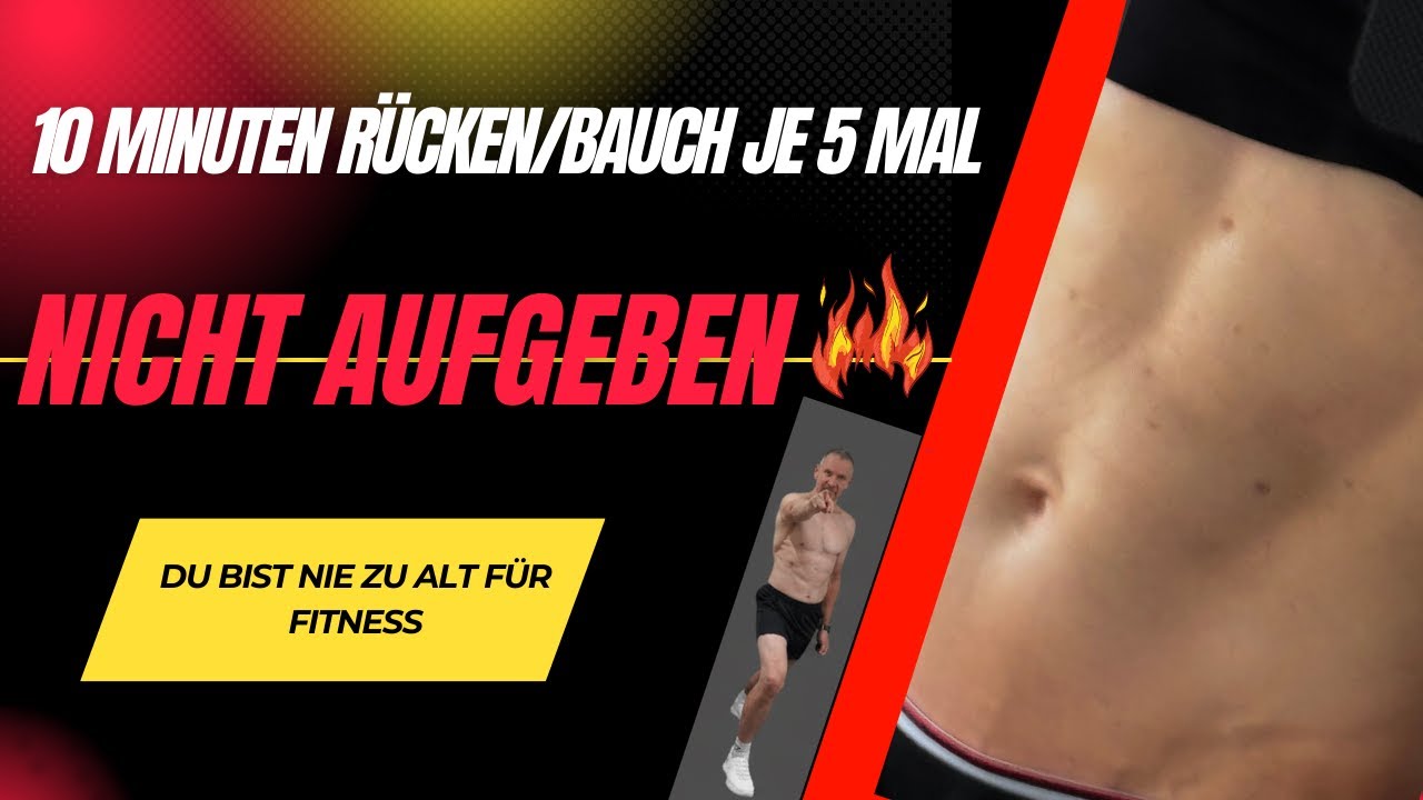 10 Minuten Rücken-& Bauchtraining 💪 Schaffst du alle 10 Übungen? 10 Übungen · 1 Min pro Übung+ Pause