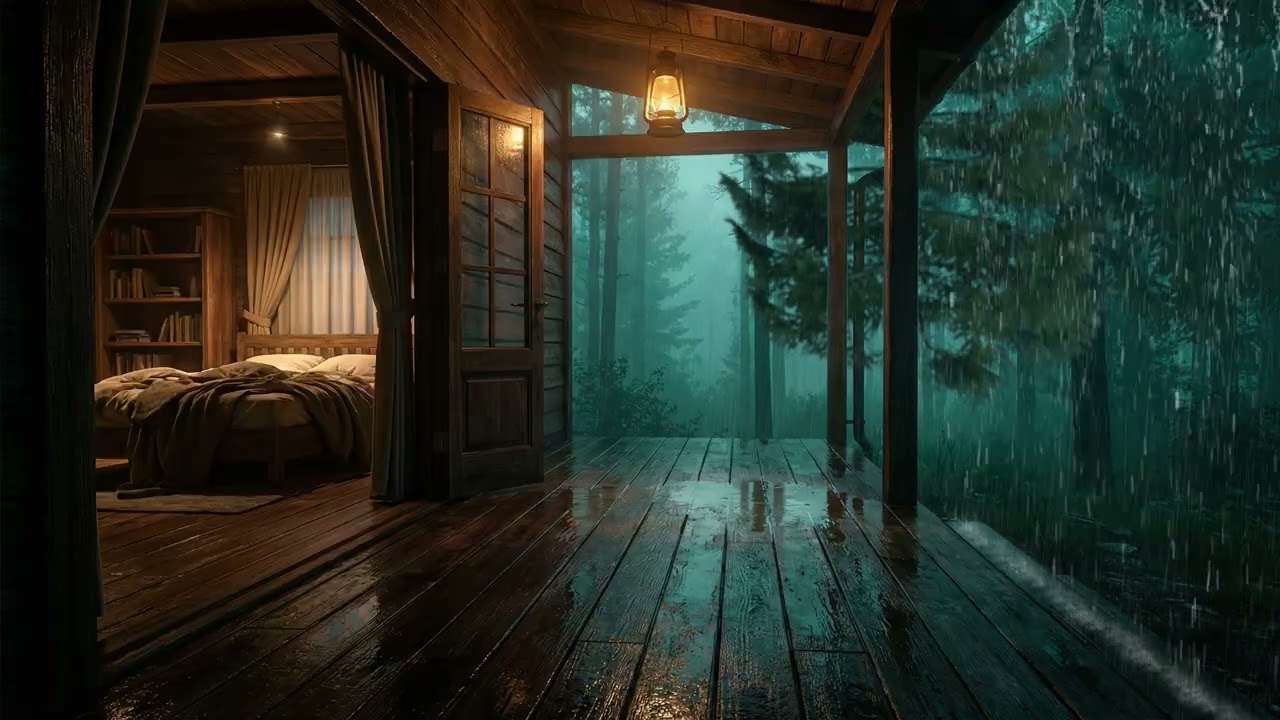 Midnight Forest Porch Rain 🌙🌧️ | Sleep Deeply & Stay Asleep | Fall Asleep Fast, Sleep Deeply