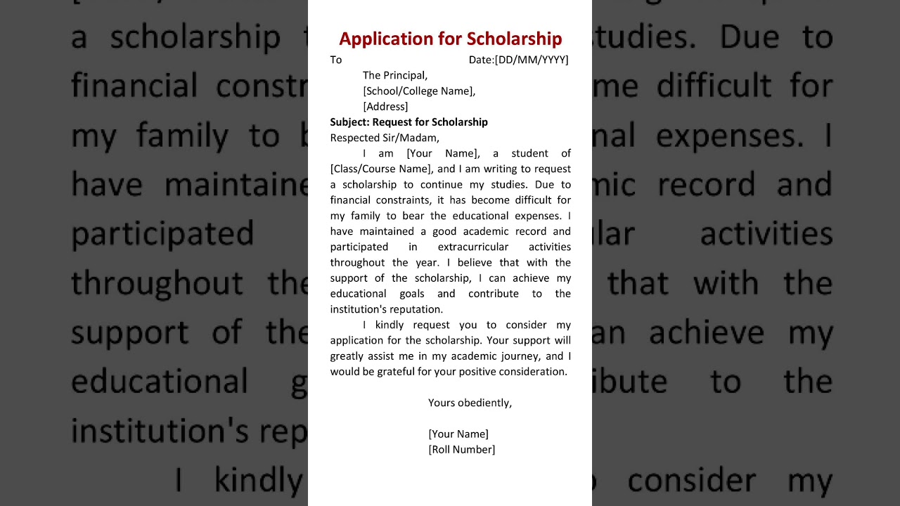 Application for scholarship 📄📃in English#shorts#shortviral#shortfeed#shortvideo#short#shortsfeed