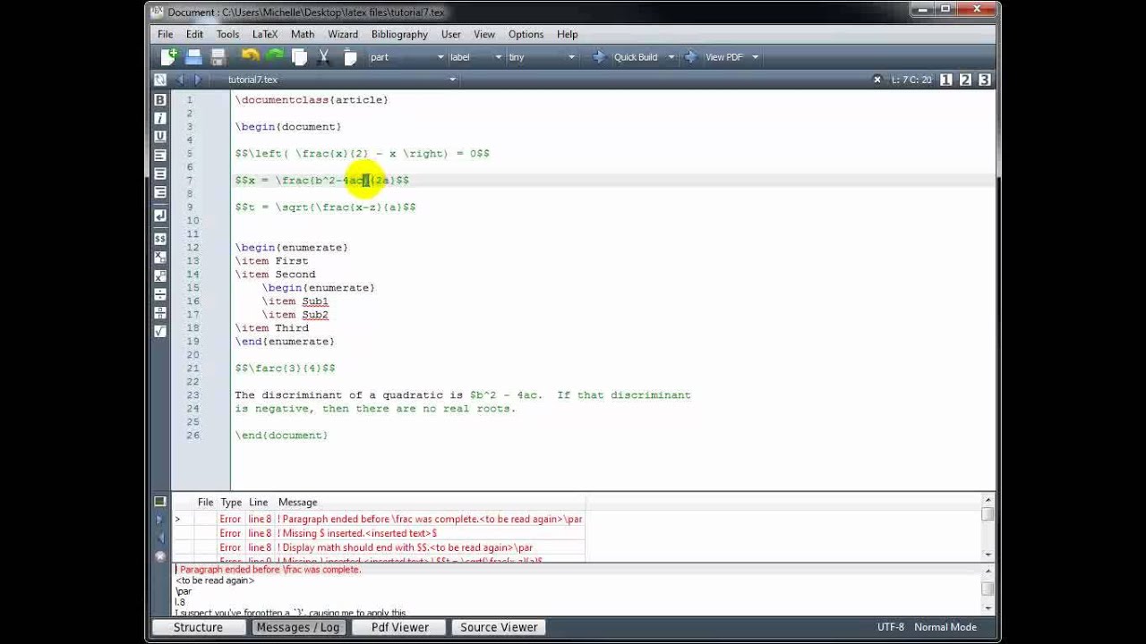 Techpush LATEX Beginner Tutorial Guide 7 - Errors Debugging