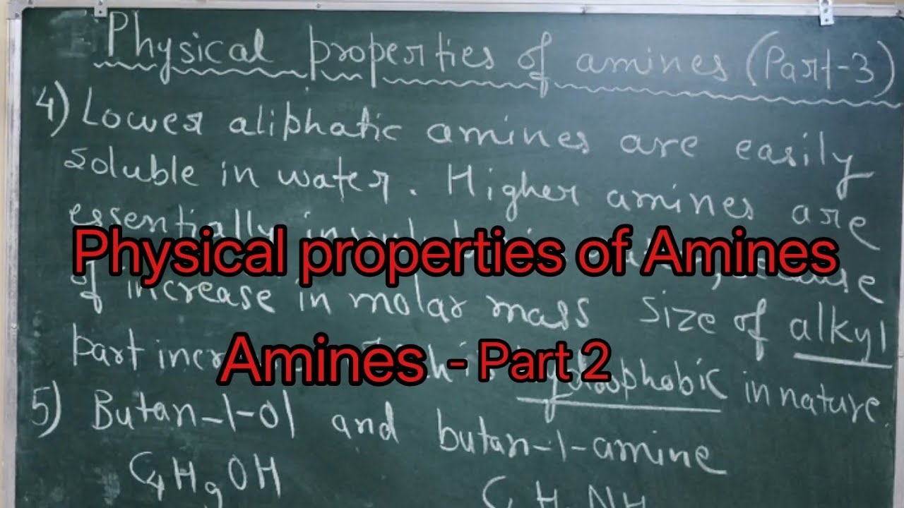 Physical properties of Amines//chapter Amines // Class -12th//important  questions 