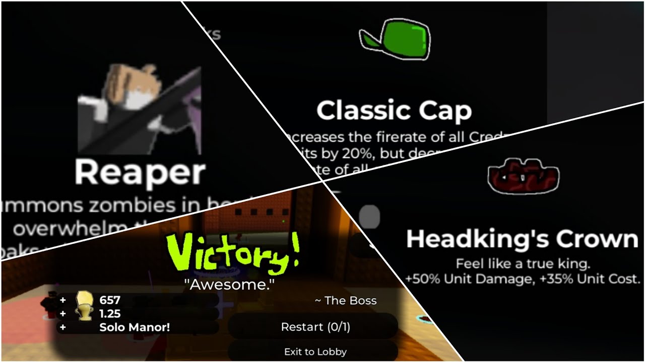 Solo Manor Burdensome using extremely Beginner stuff + Get Reaper and Headking Crown [WTD] [ROBLOX]