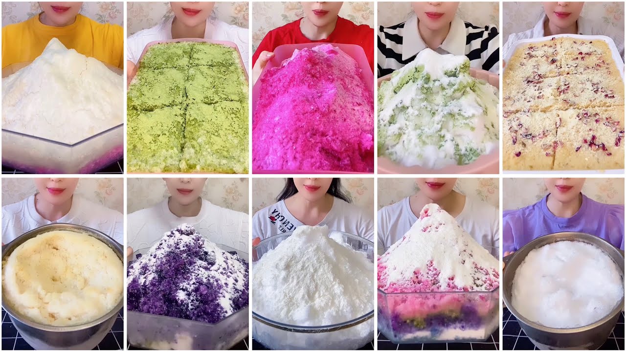 EATING FLAVOURED CURNCHY ICE ONLY BITES ASMR/ ICE EATING VIDEO COMPILATION