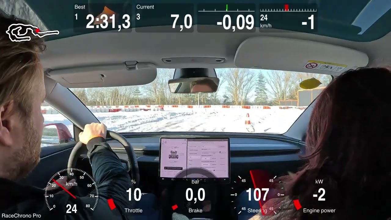 Zimowy driftowy trackday - Tesla Model 3 Performance Highland