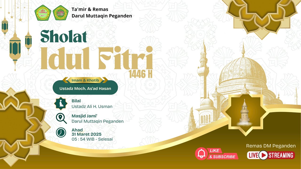 (LIVE) SHOLAT 'IDUL FITRI 1446 H | SENIN 31 MARET 2025 | TA'MIR & REMAS DARUL MUTTAQIN