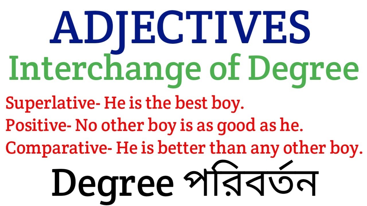 ADJECTIVES-DEGREE-INTERCHANGE OF DEGREE-ENGLISH GRAMMAR-SSC CGL, CHSL, BANK, RAIL,WBP, WBCS,PSC