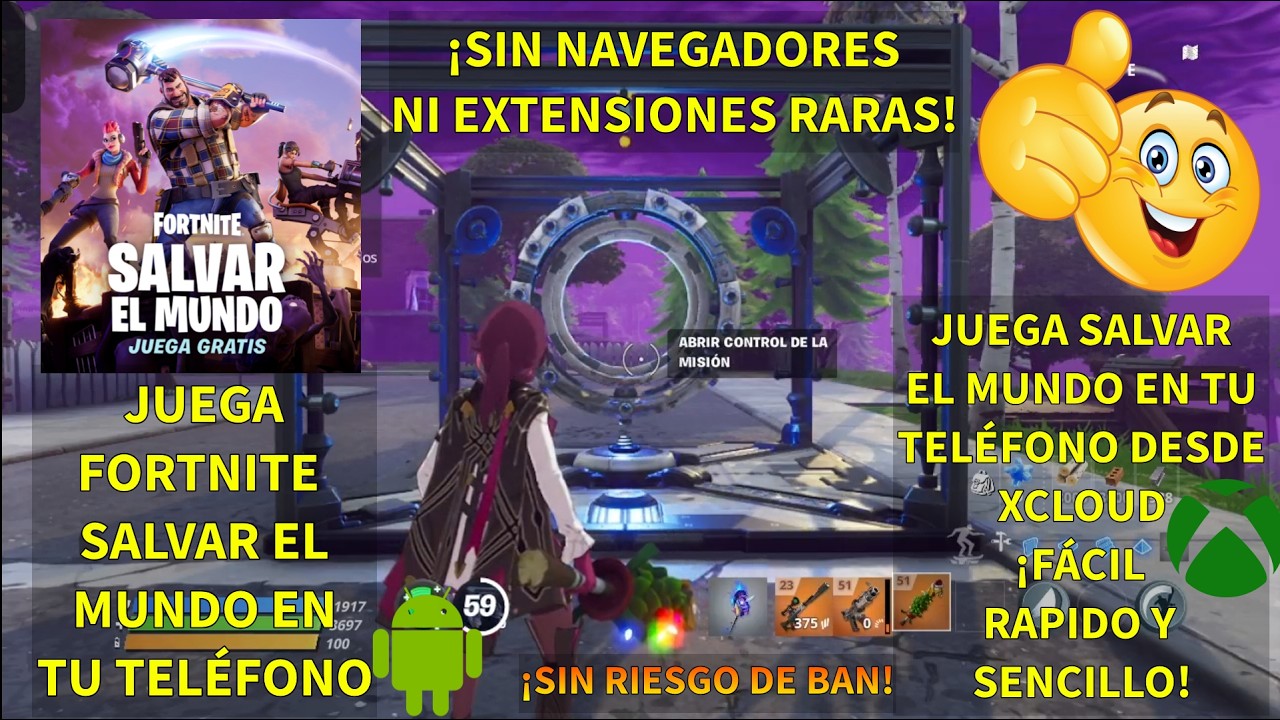 COMO JUGAR FORTNITE SALVAR EL MUNDO EN TEL&Eacute;FONO [BETTER XCLOUD] [XBOX XCLOUD] TUTORIAL 2026