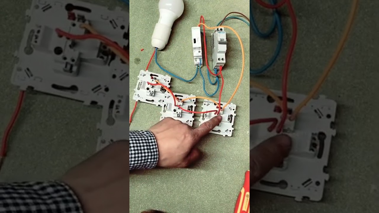 câblage télérupteur avec trois boutons poussoirs |  تركيب تلربتور مع تلاث مفاتيح تشغيل