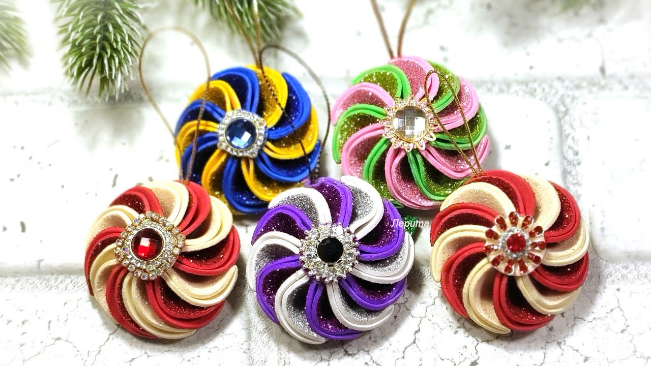 НОВОГОДНИЕ ИГРУШКИ 🎄 своими руками из фоамирана / Amazing  Christmas diycraft