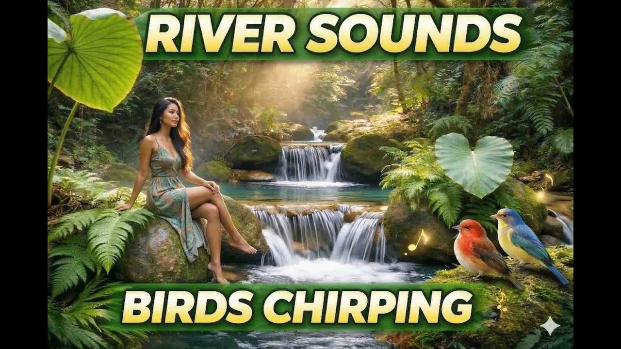 Peaceful River Flowing & Birds Chirping | Natural Forest Sounds for Relaxation, Study, Sleep