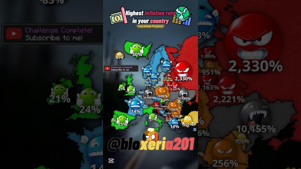 Highest Inflation rate in your country 💵📈📉 #viral #europe #edits #mapping #geography #map #mapper
