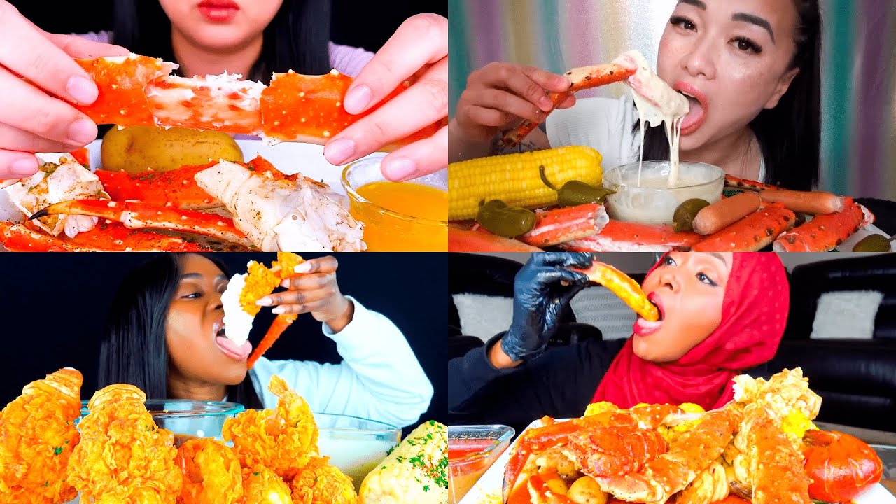 ASMR BEST KING CRAB SEAFOOD BOIL with CHEESE ALFREDO SAUCE (eating sound) | Mukbang Compilation