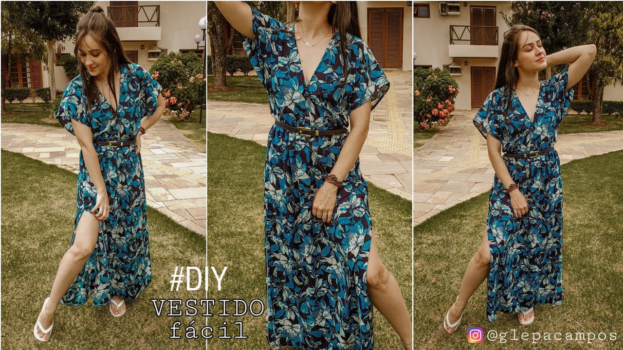 VESTIDO LONGO MUITO FÁCIL | SEM MOLDE #costurafacil #easydress #diy