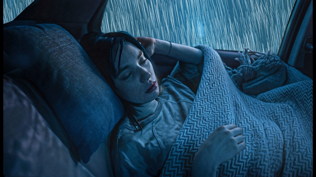 Relaxing Rain & Thunder Ambience for Sleeping – Rain on Car Window