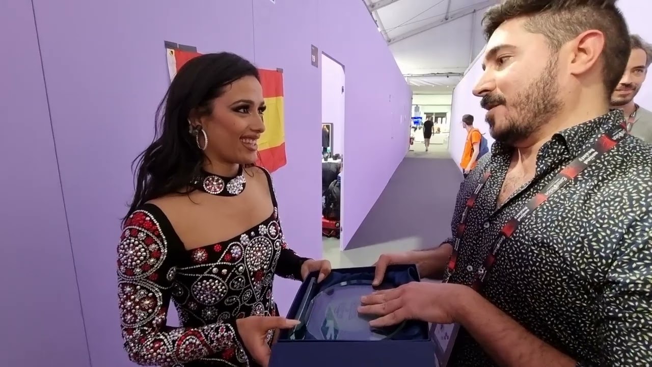 ESCBubble's winner of Eurovision 2022 - Chanel from Spain, receives the ESCBubble trophy!