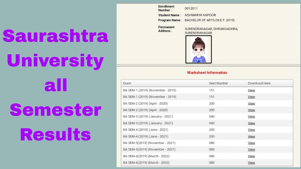SAURASHTRA UNIVERSITY all semester result || SU student ||