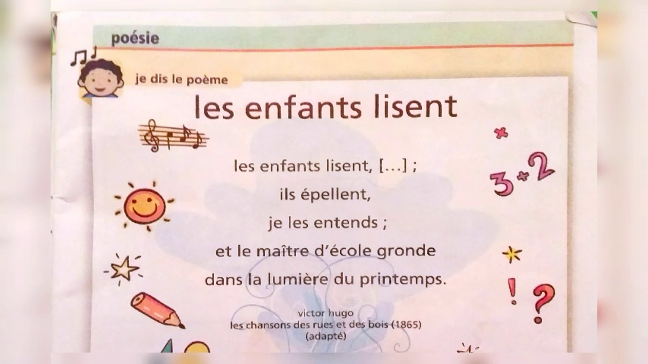 Les enfants lisent poème / chanson