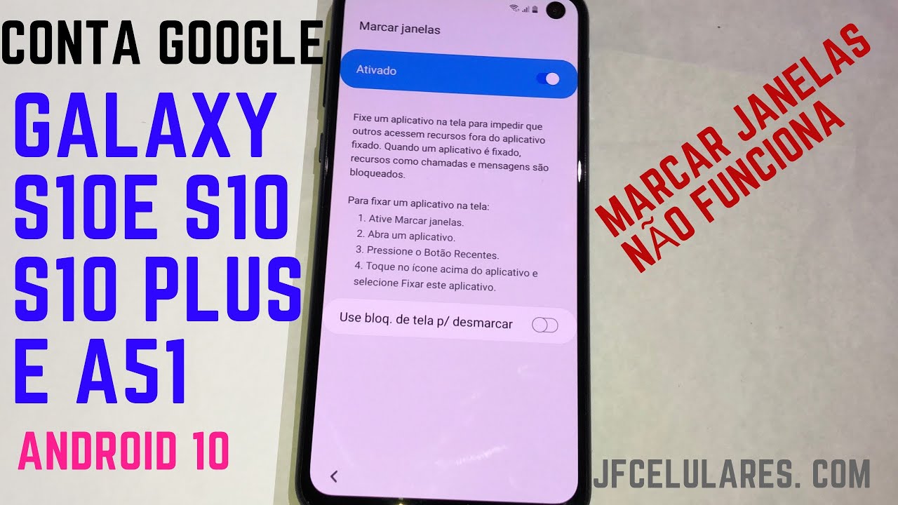 Desbloqueio conta Google Galaxy S10e, S10 e S10 Plus | Android 10
