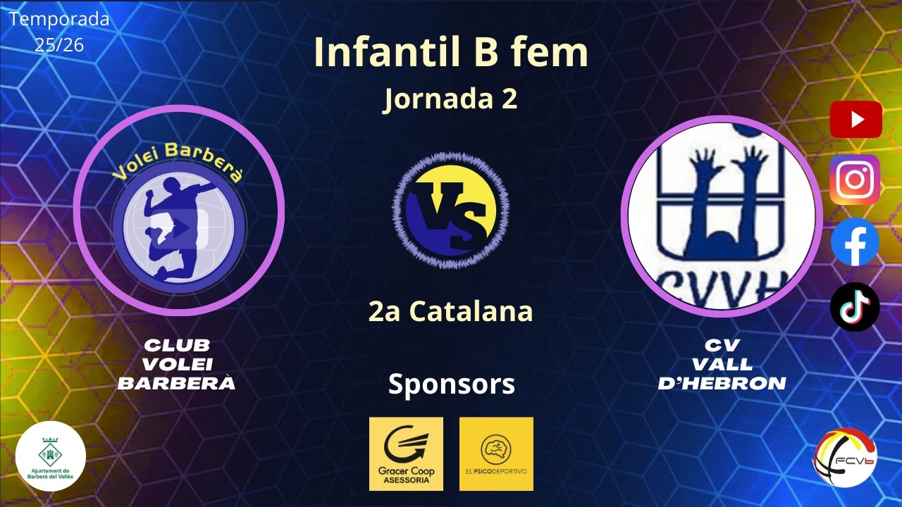 Cv Barberà vs Cv Vall D'Hebron, Infantil B femení, J2, 1/3/26, 2a catalana filials, #Aymibarberà!!