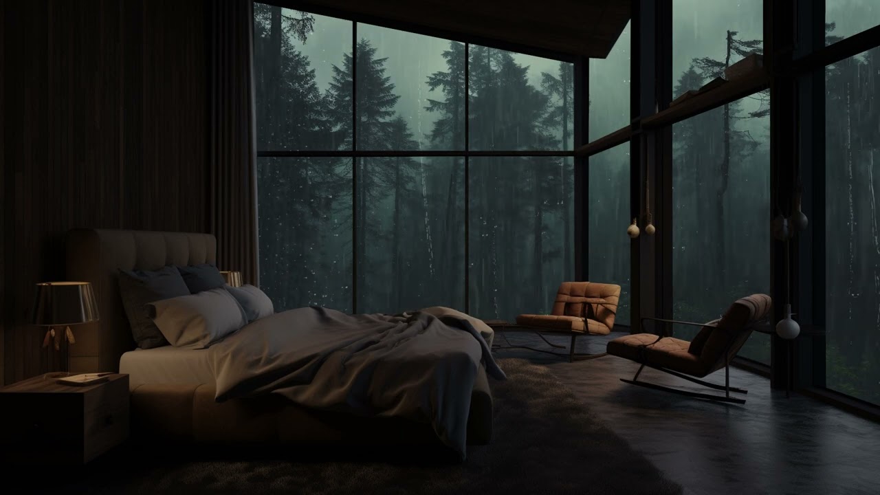 Pouring rain on Glass Window | No More Anxiety  - Rain Sounds help You Fall Asleep