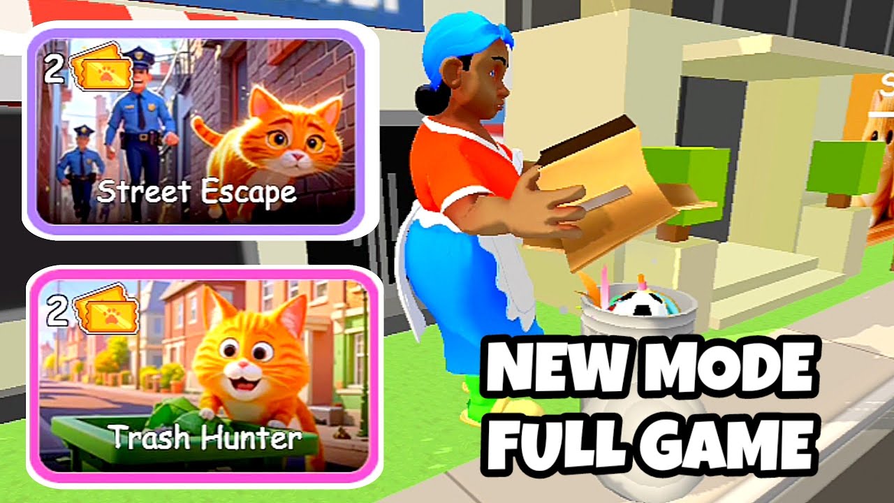 Cat prank pet chaos new mode full gameplay street escape/trash hunter