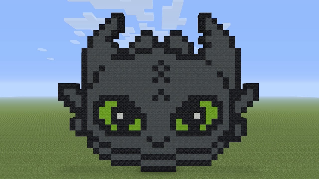Minecraft Pixel Art - Toothless Head From How To Train Your Dragon