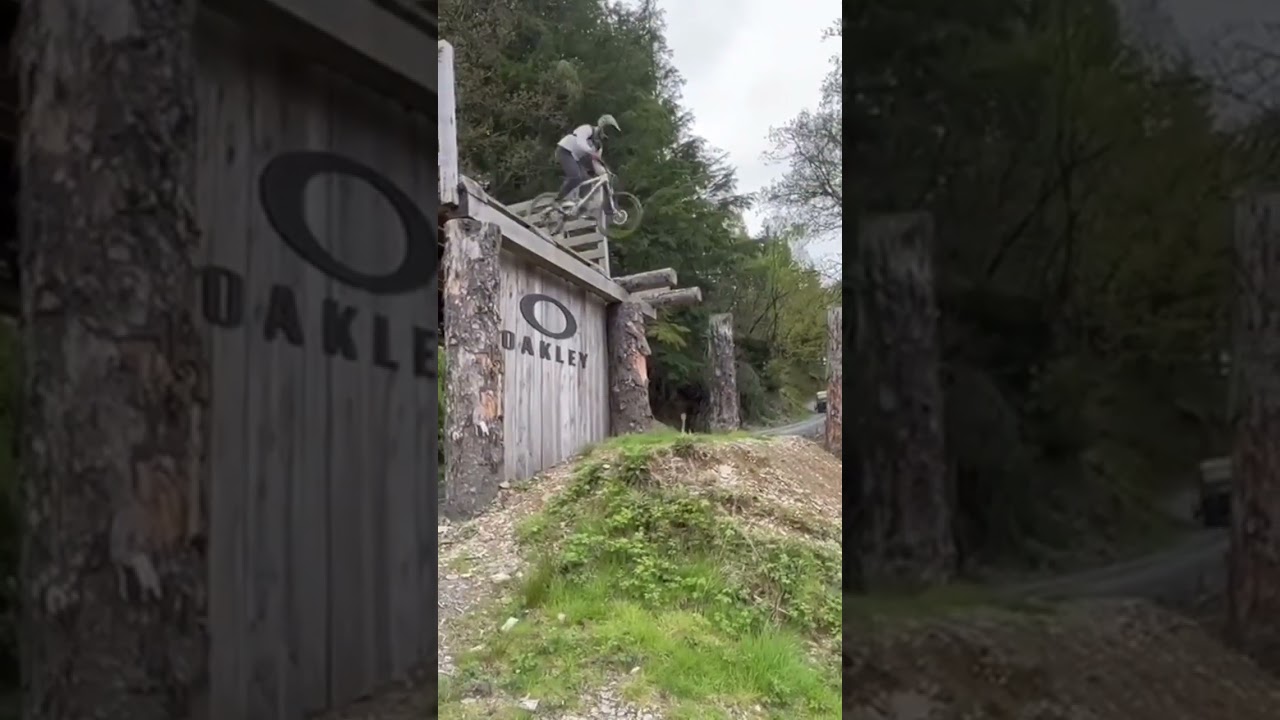 Big drop on the Oakley line at Dyfi bike park #mountainbike #downhill #dyfi #oakley