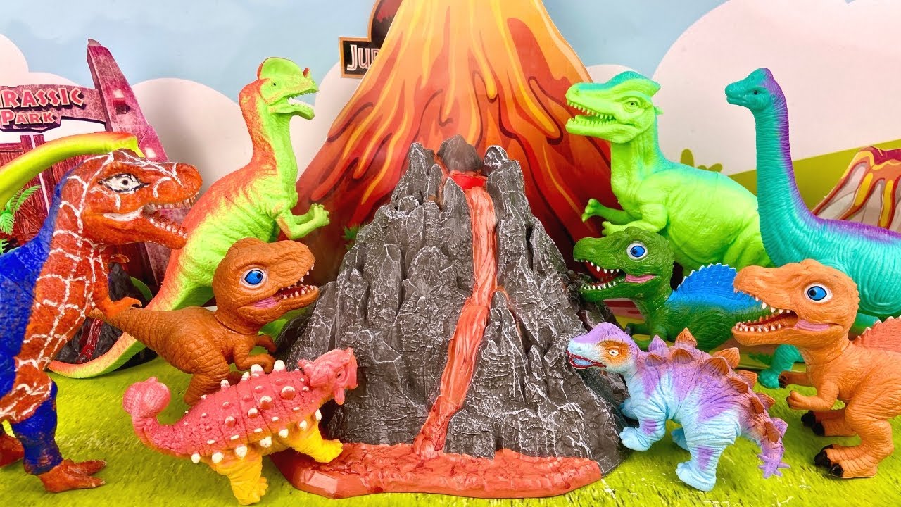 The story of dinosaurs and volcanoes T-rex, Stegosaurus | Lesson about kindness