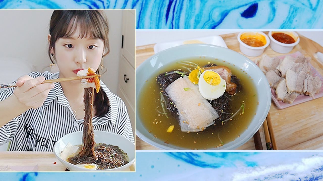 너무 더워! 시원한 물냉면과 보쌈을 함께 먹어요💙 리얼사운드..? (JP / INA SUB) [이루리]