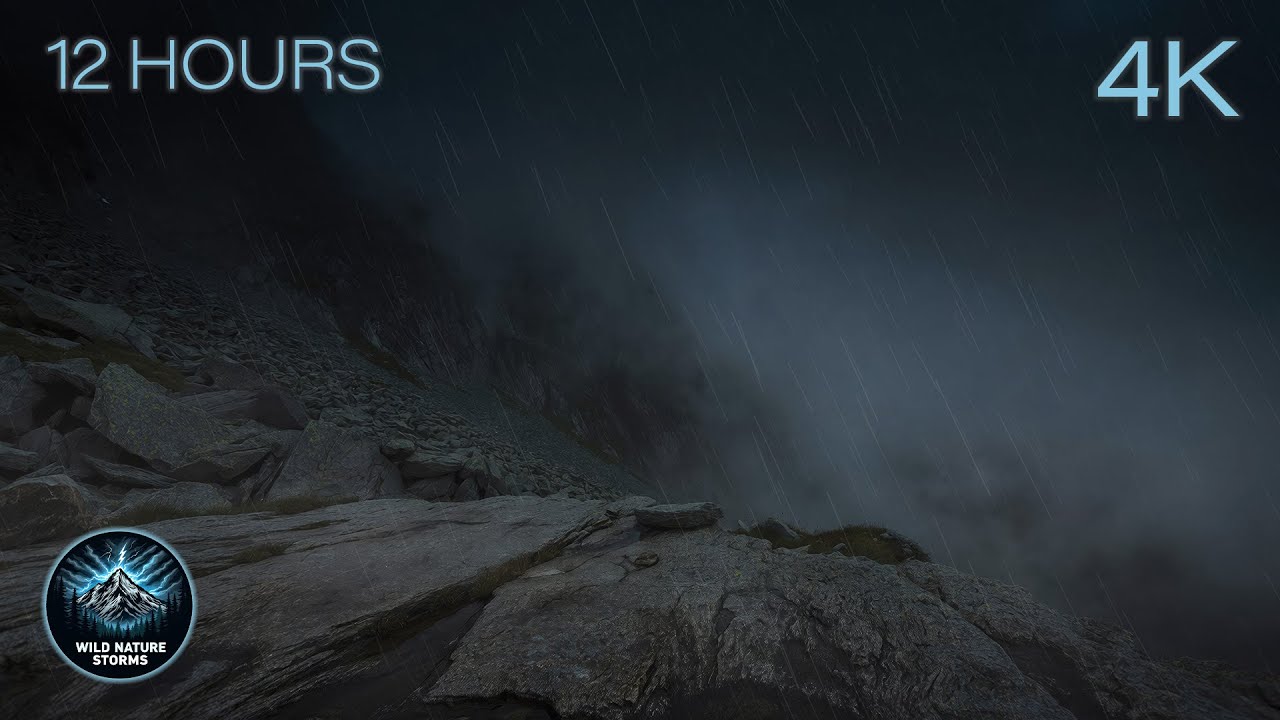 Mistfall Ledge | 12 Hours of High Alpine Rain, Cold Stone Winds & Endless Night Ambience