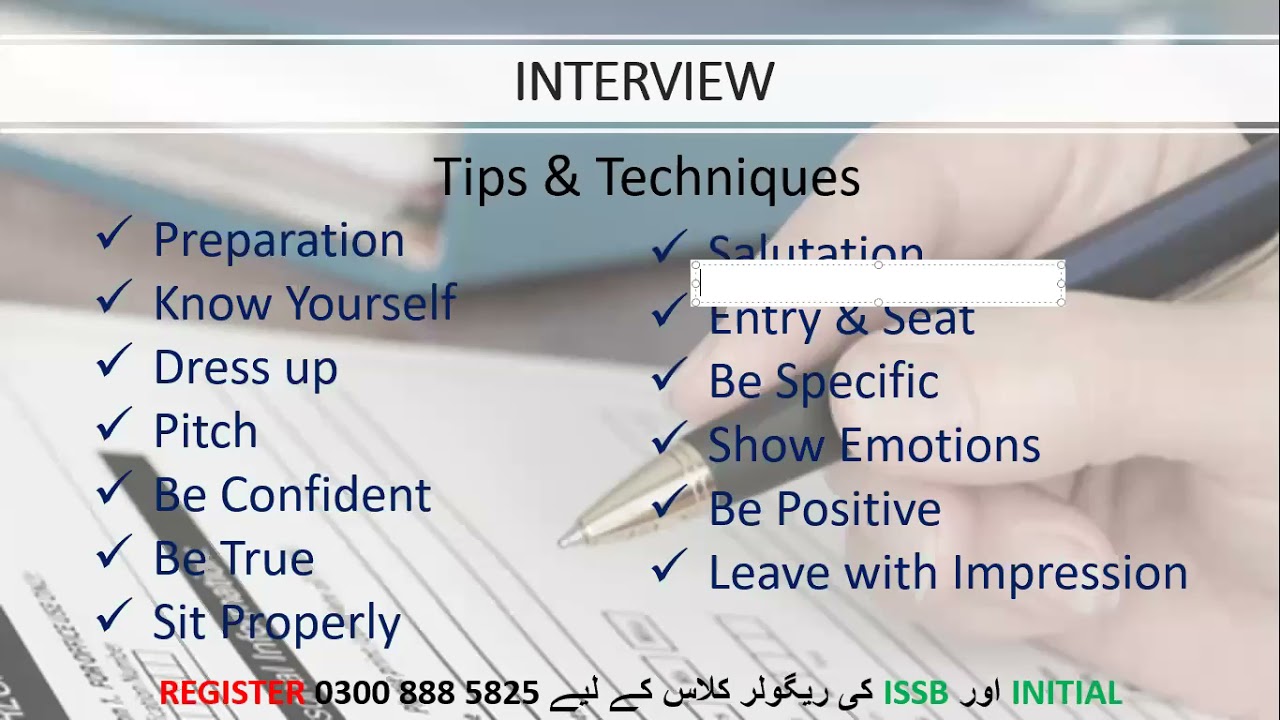 PASS INITIAL INTERVIEW EASILY - TIPS - PRACTICE - TECHNIQUES - DEMO INTERVIEW -  ISSB Academy