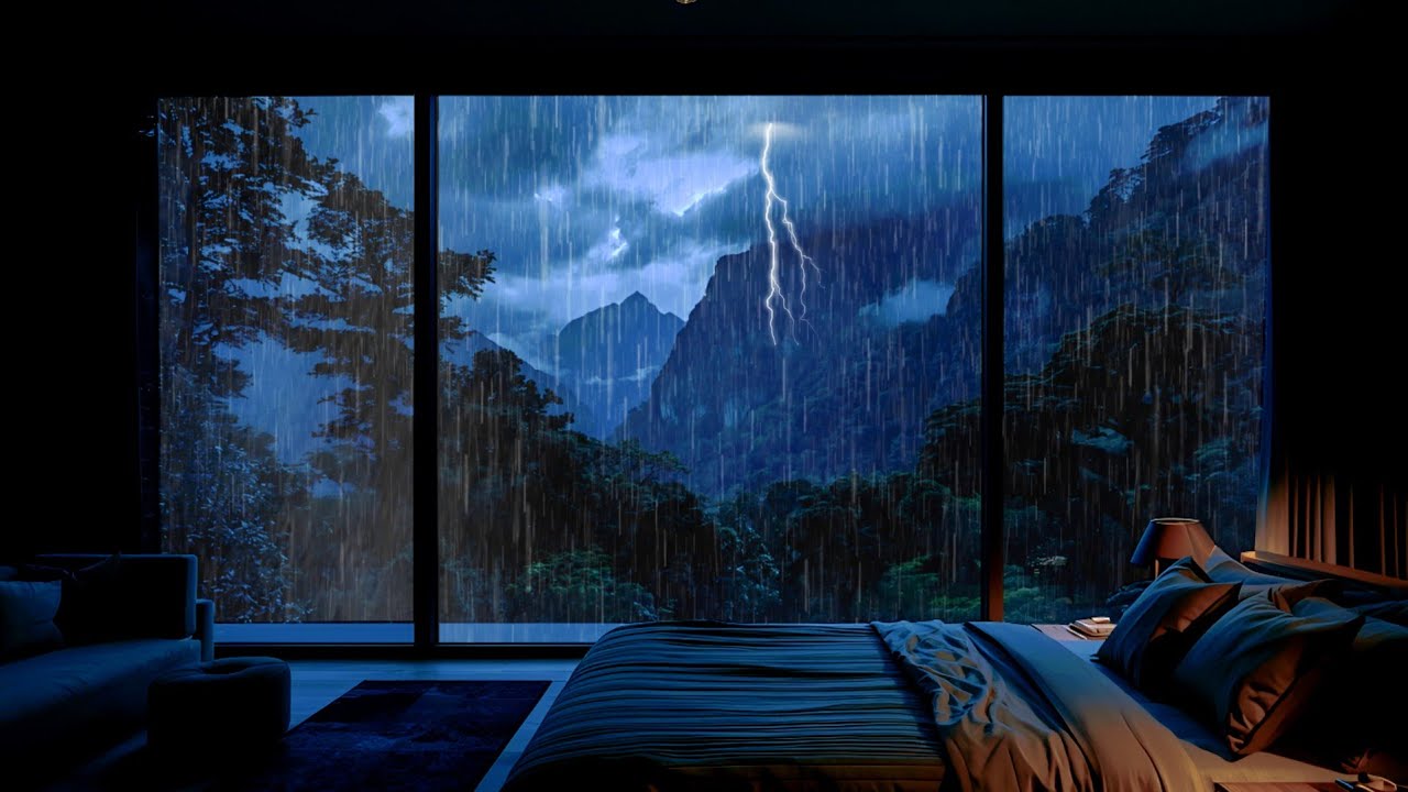 Cozy Bedroom Rain 🌧️ Heavy Rain on Window for Deep Sleep, Relaxation & Focus