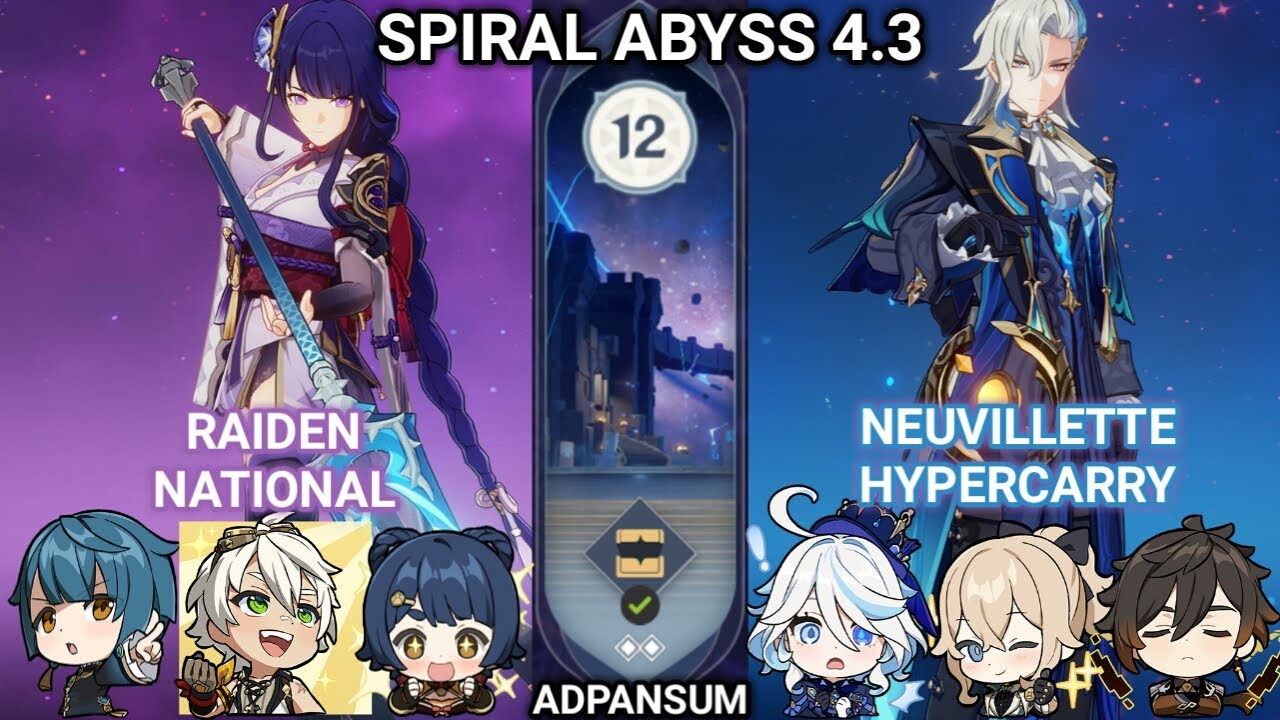 Spiral Abyss 4.3 Floor 12 F2P || 9★ || Raiden Shogun C0 & Neuvillette C0 || Genshin Impact