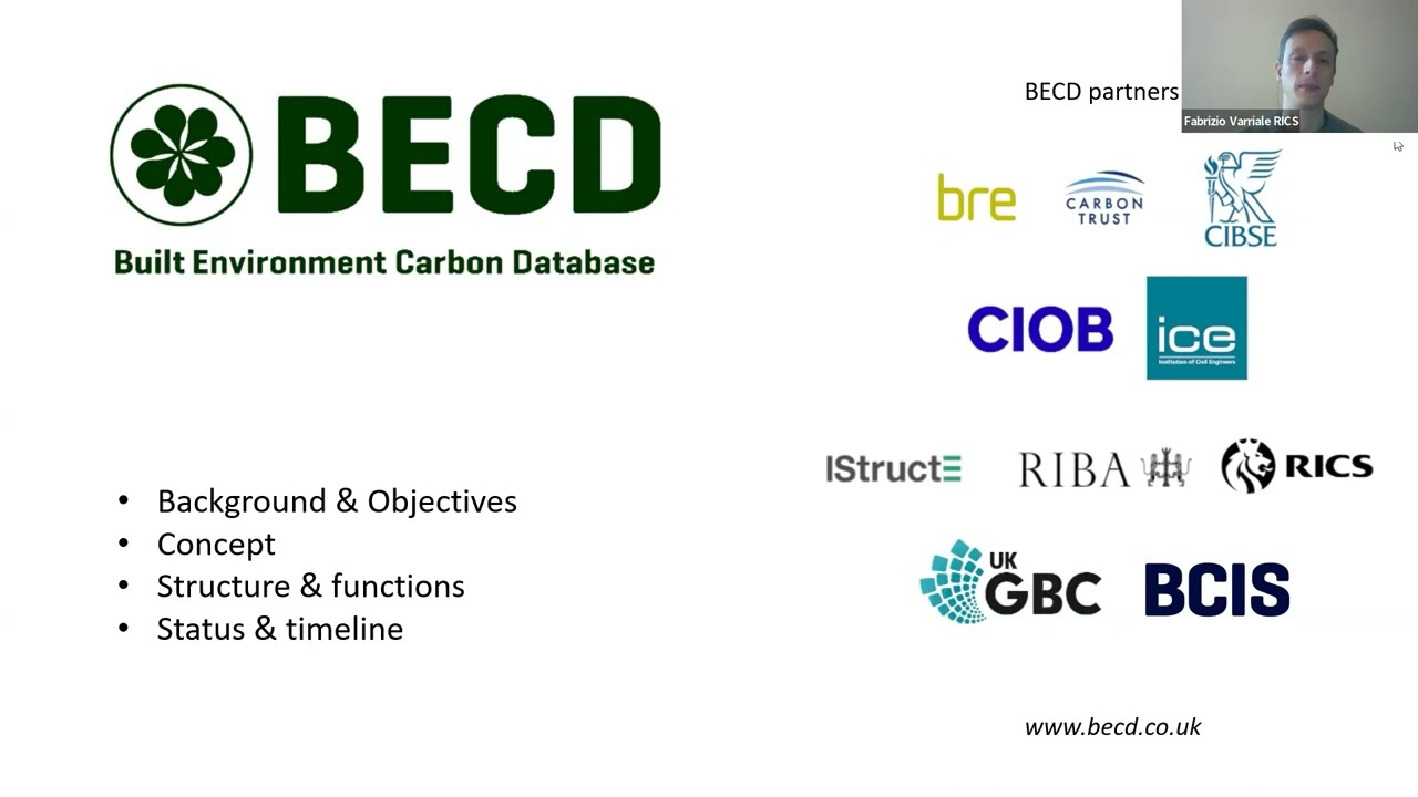 Progress on the Built Environment Carbon Database (BECD) by Fabrizio Varriale from RICS