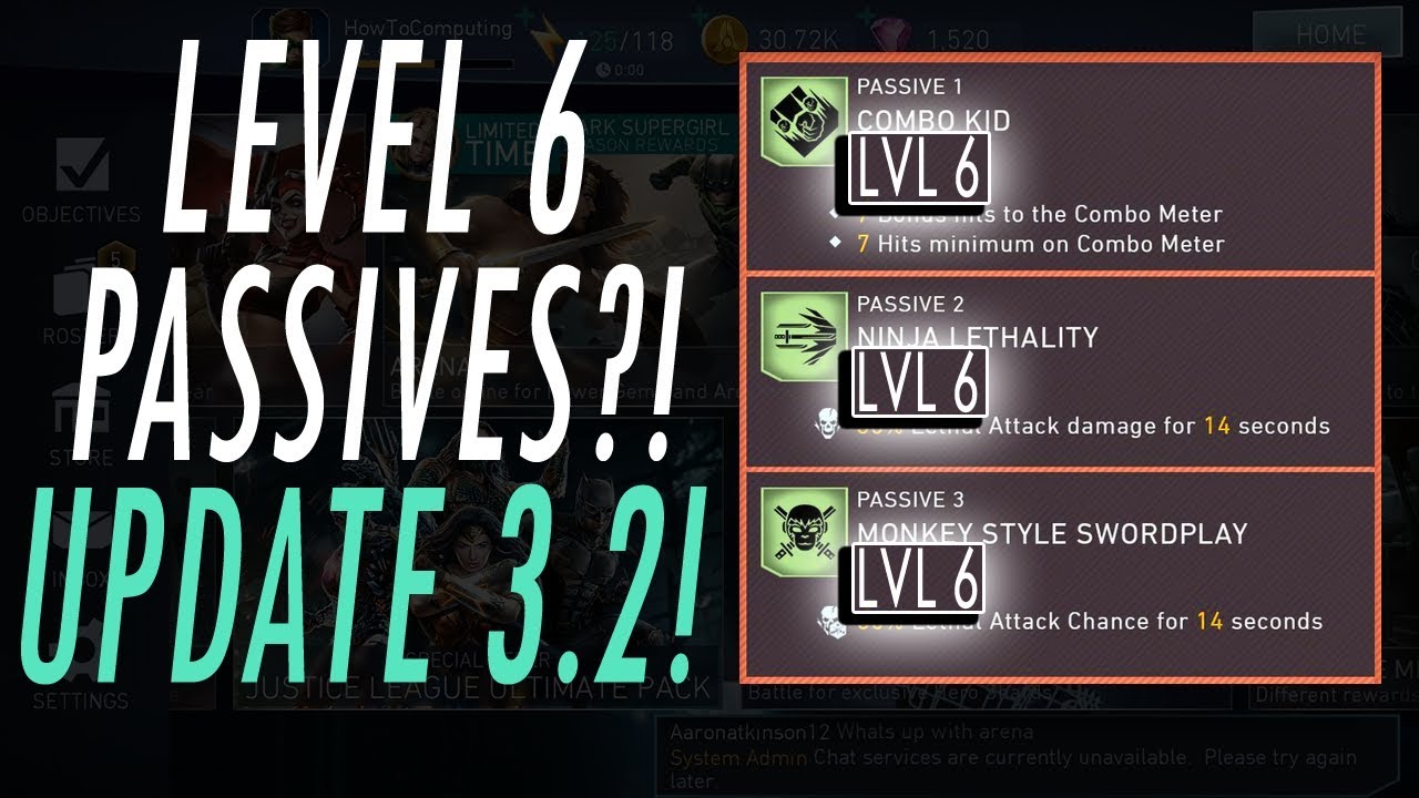 UPDATE 3.2! LVL 6 PASSIVES?! NEW RAIDS, NEW LEGENDARY, CHARACTER BUFFS INJUSTICE 2 MOBILE UPDATE 3.2
