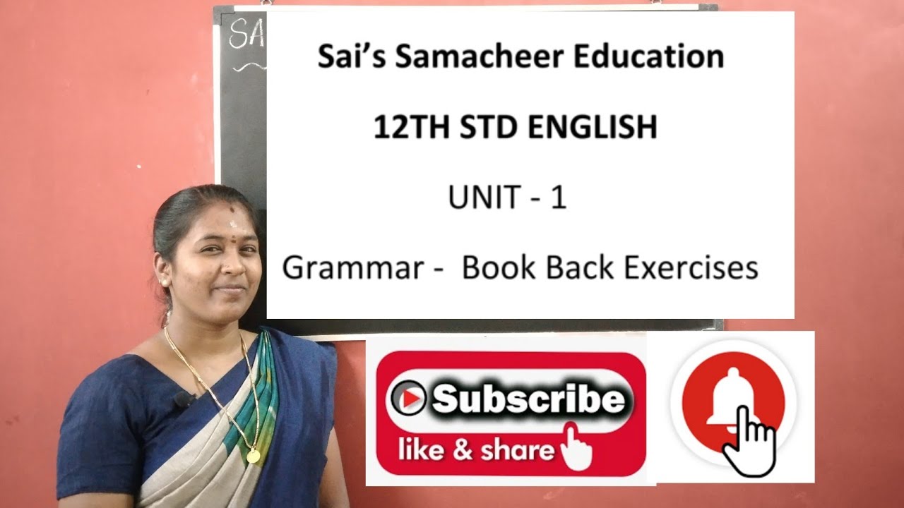 12th std| unit 1|Grammar - Book Back Exercises| Tenses | #Prose_1| @SaisSamacheerEducation