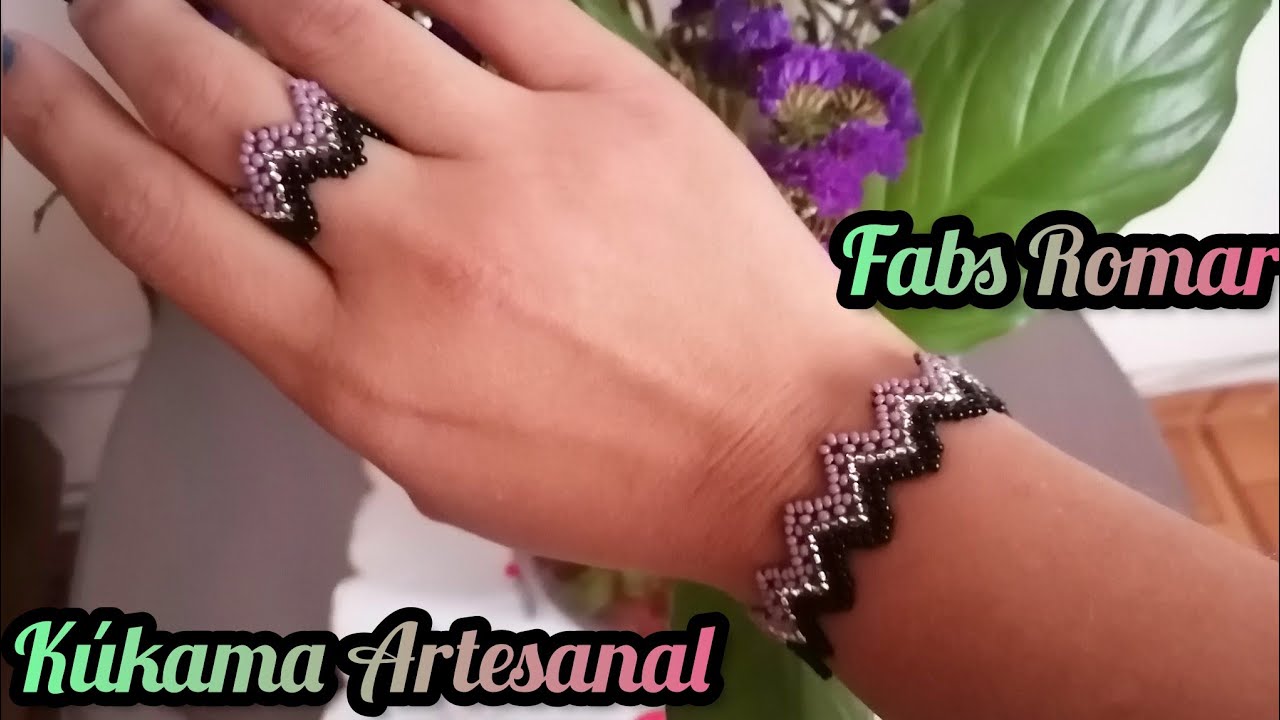 pulsera y anillo de chaquiras zig zag❤️❤️❤️