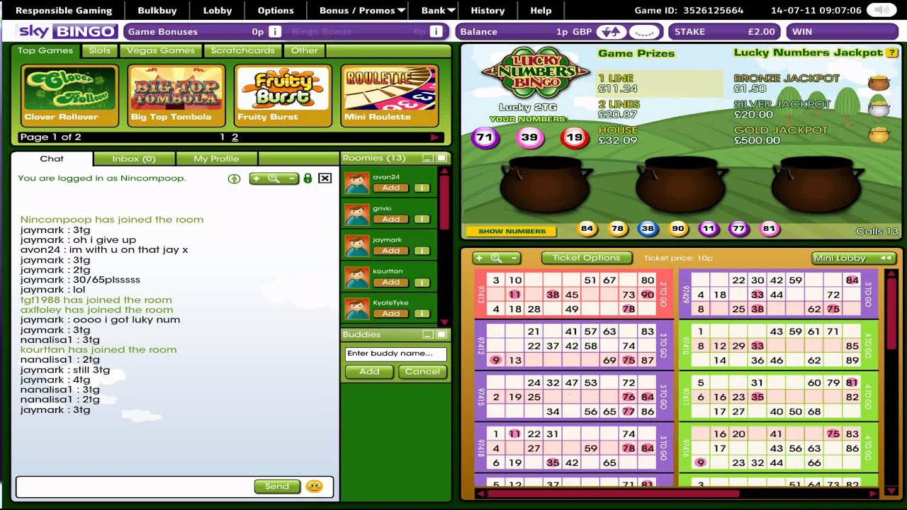 Lucky Numbers Bingo at Sky Bingo