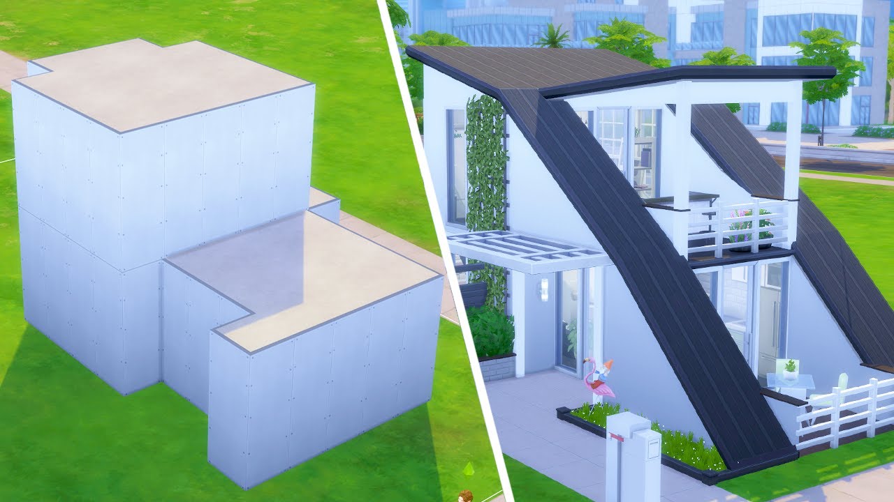 I turned this box into a modern tiny house in The Sims 4 (Shell Challenge)