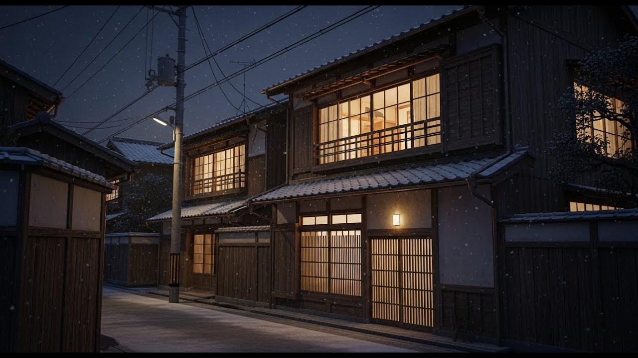 Snowy 90s Japanese Wooden House ❄️ Cozy Retro Lofi for Study & Relax
