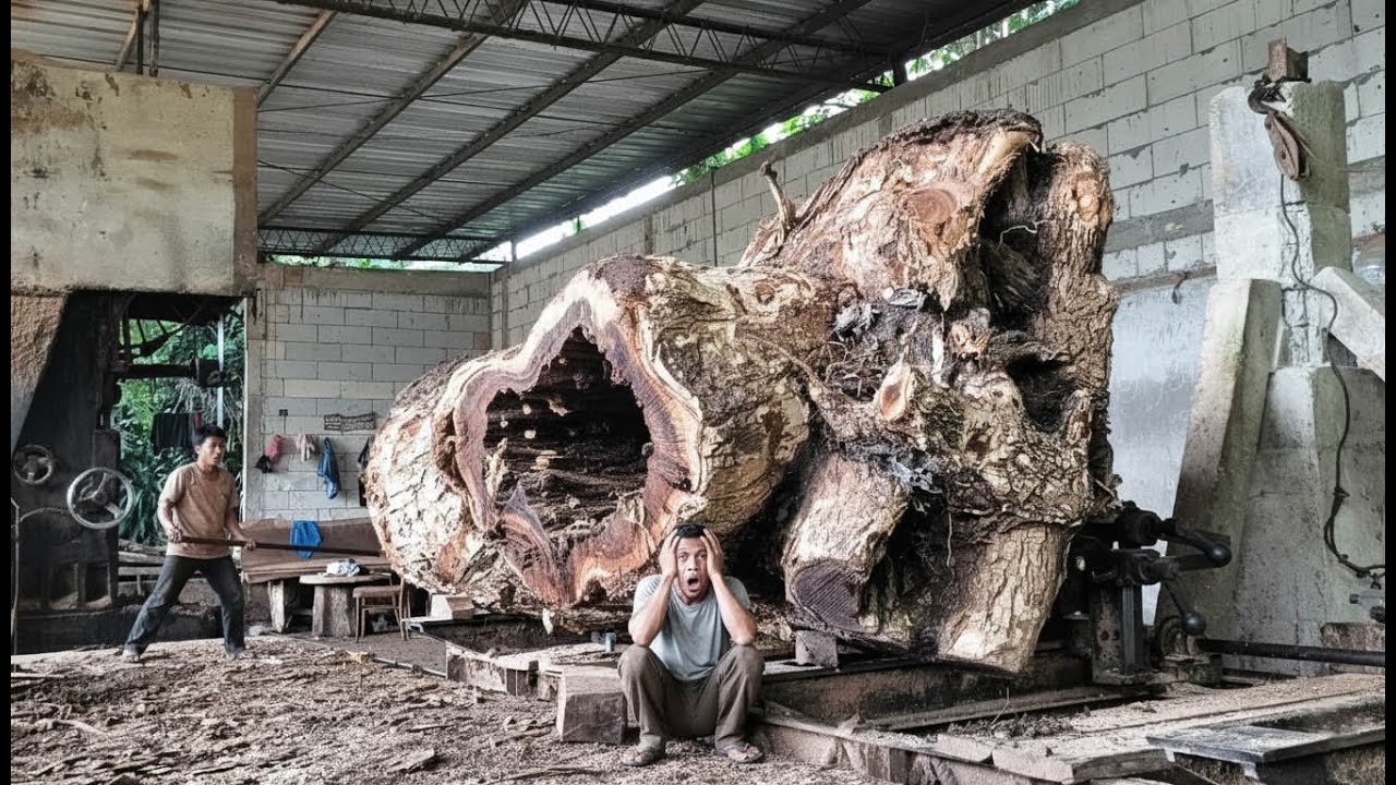 CRAZY‼️Rotten wood is split to produce high quality fiber at the sawmill