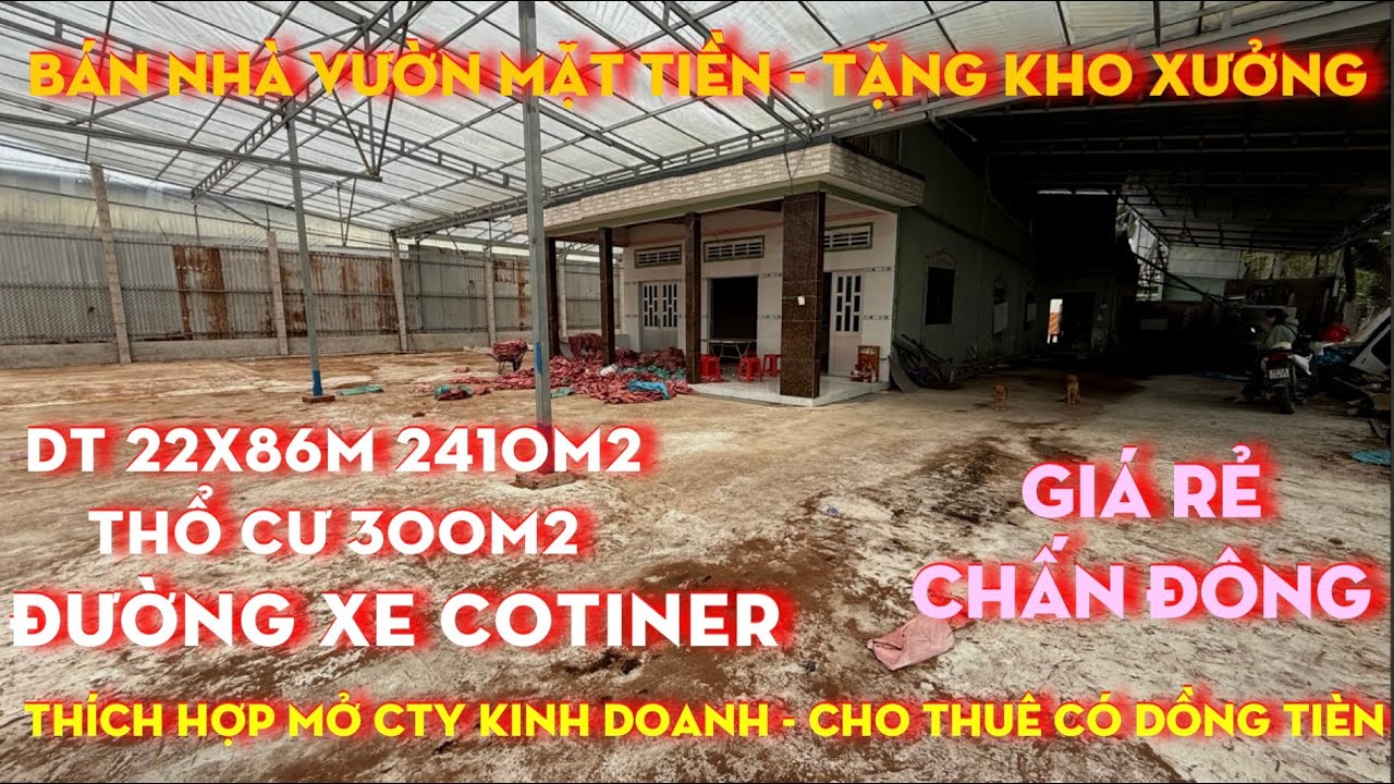 Tập 196 bán nhà vườn nghĩ dưỡng mặt tiền,diện tích 2410m2 có 300m2 thổ cư,tặng kho xưởng kinh doanh