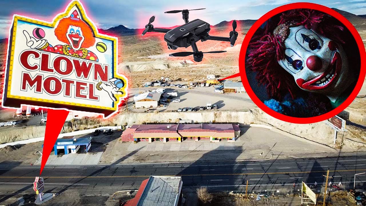 DRONE CATCHES CREEPY CLOWN HIDING INSIDE ABANDONED SCHOOL BUS AT THE WORLD FAMOUS CLOWN MOTEL (OMG)